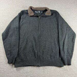 Oscar De La Renta Sherpa Collared Full Zip Sweater Green Men’s Size Large